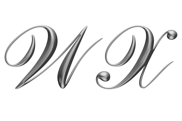 3D金属アルファベット 文字W 3Dイラスト — ストック写真