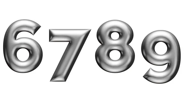 Zahlensatz 6789 Illustration Metallisches Alphabet — Stockfoto