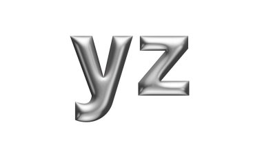Metalik 3d alfabe, 3d illüstrasyon, y harfleri.