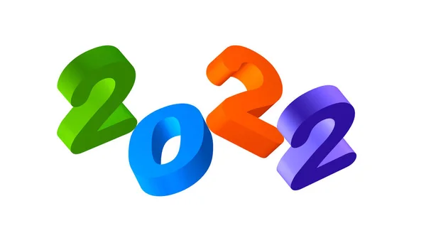 çok renkli 3d alfabesi, 2022 yılı, sayılar, 3d illüstrasyon