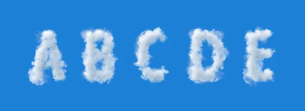 3d alphabet, abcde, uppercase letters made of clouds, 3d rendering, smoke