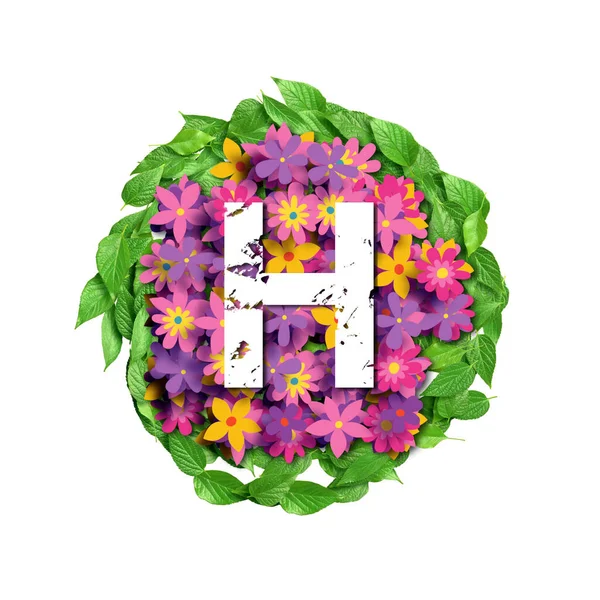 Alfabet Hoofdletter Bloemen Bladeren Achtergrond Rendering — Stockfoto