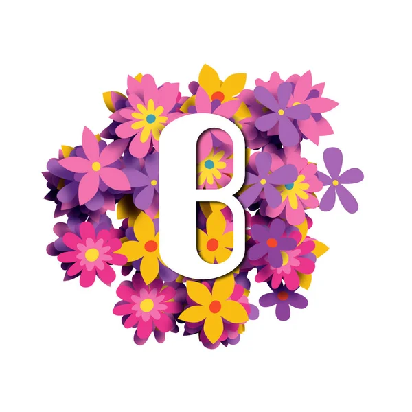 Buchstabe Weiße Abgerundete Schrift Auf Buntem Blumenhintergrund Illustration Kreatives Alphabet — Stockfoto