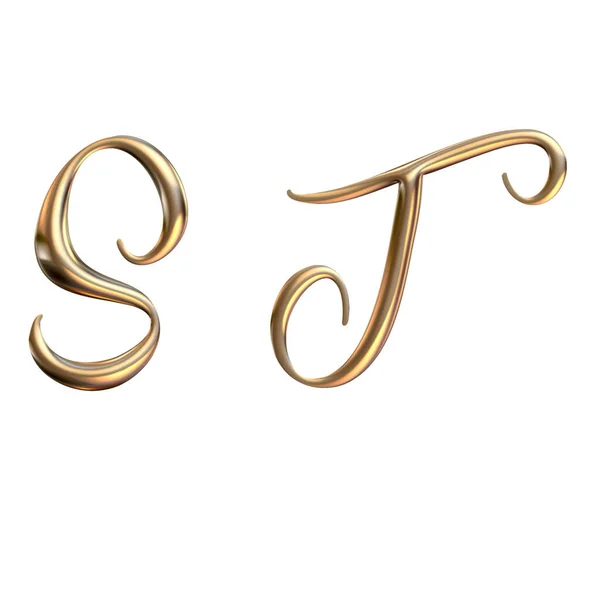 Alfabet Gouden Letter Weergave — Stockfoto