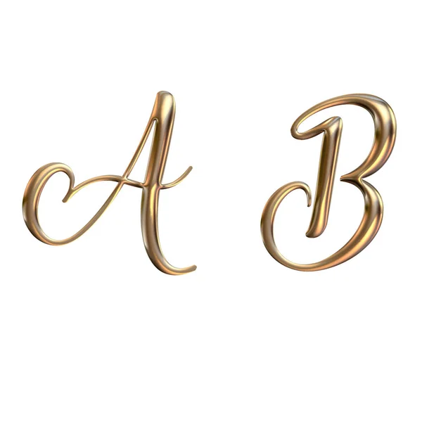 Alfabet Gouden Letter Weergave — Stockfoto