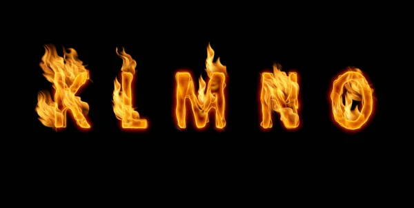3Dアルファベット 黒の背景に火で作られた文字 — ストック写真