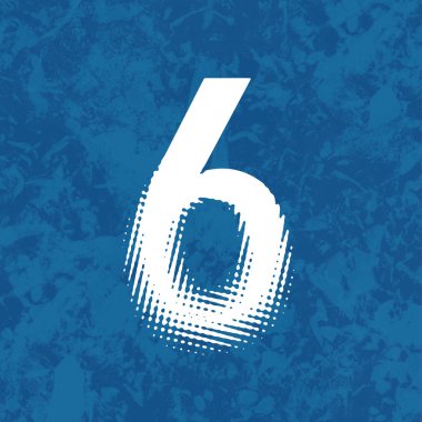 Mavi arkaplanda beyaz numara 6, 3 boyutlu görüntüleme