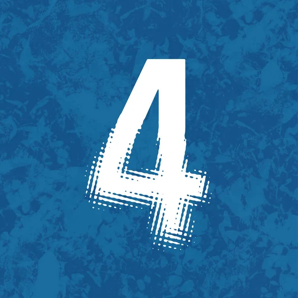 Blanco Número Cuatro Fondo Azul Representación — Foto de Stock