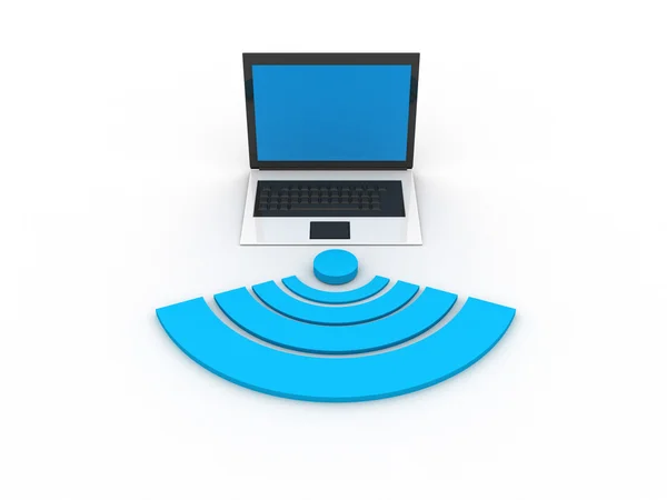 One computer folder icon with a world map inside it and the wireless symbol — Stock Photo, Image