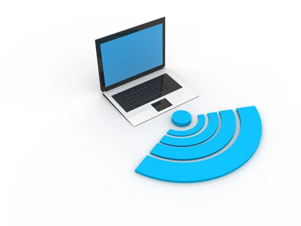 One computer folder icon with a world map inside it and the wireless symbol — Stock Photo, Image