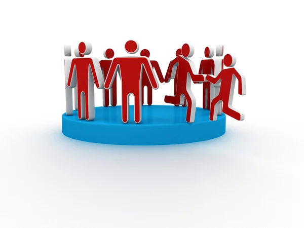 Helping hand member to join up with large social group or company — Stock Photo, Image