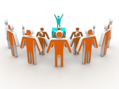 bir kişi grubuna bir kampanya Soapbox bir duyuru iletişim yapar
