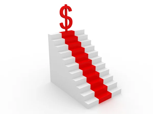 3D stair and carpet with a dollar sign — Stock Photo, Image