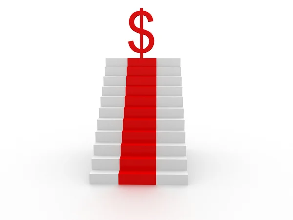 3D stair and carpet with a dollar sign — Stock Photo, Image