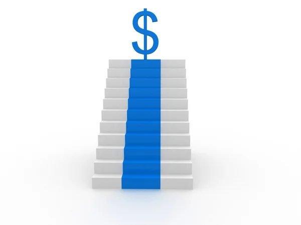 3D stair and carpet with a dollar sign — Stock Photo, Image