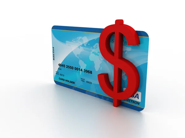 Debit card and dollar sign — Stock Photo, Image