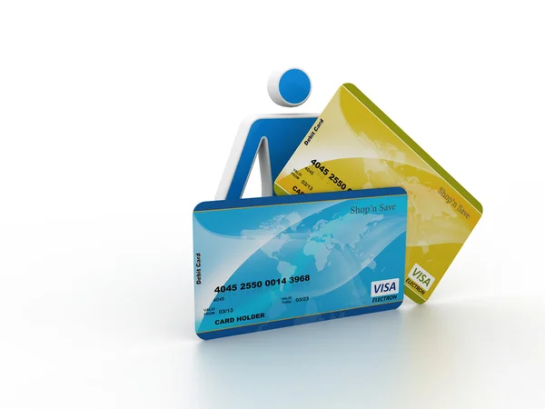 3d personas - hombre, persona con una tarjeta de débito —  Fotos de Stock
