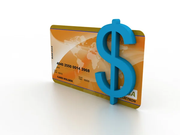 Debit card and dollar sign — Stock Photo, Image