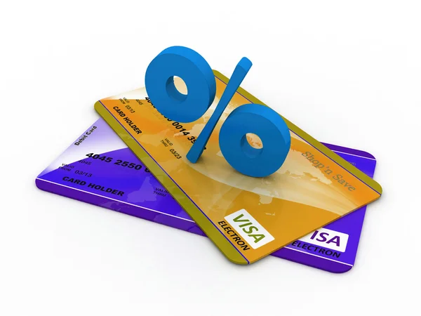 Debit card with percentage — Stock Photo, Image