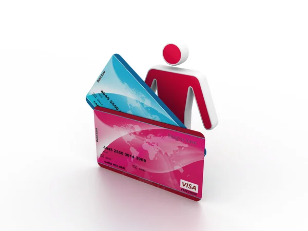 3d personas - hombre, persona con una tarjeta de débito —  Fotos de Stock