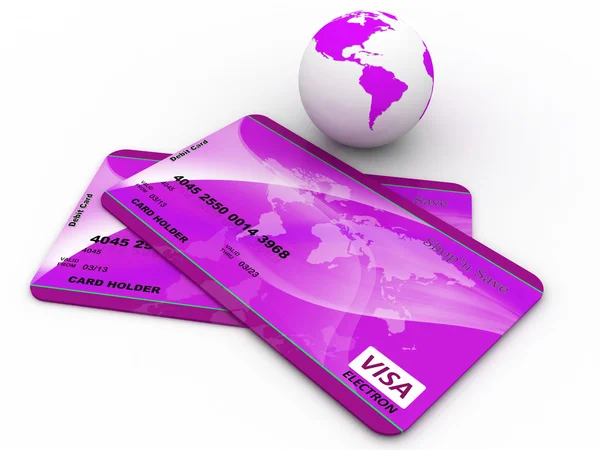 Tarjeta de débito conceptual con globo —  Fotos de Stock