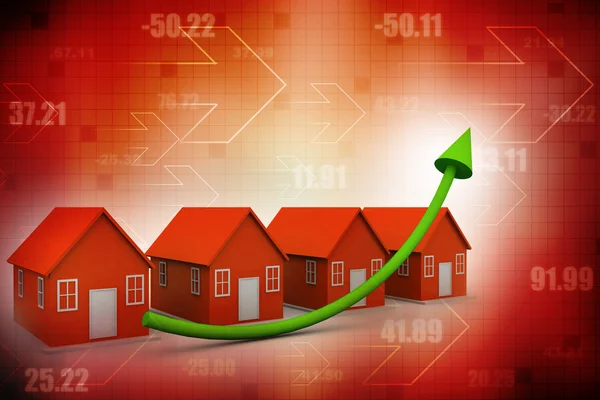 House real estate chart with growing arrow — Stock Photo, Image