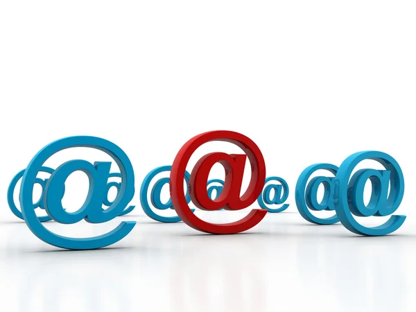 Dreidimensionales Zeichen der E-Mail auf der Geschäftstabelle — Stockfoto