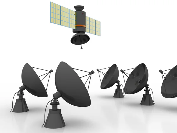 Satellite and spaceship — Stock Photo, Image