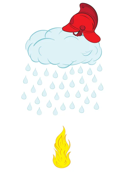 Cloud in a fire helmet — Stock Vector