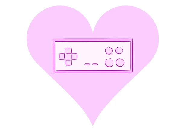 Gamepad rosa en el corazón — Archivo Imágenes Vectoriales
