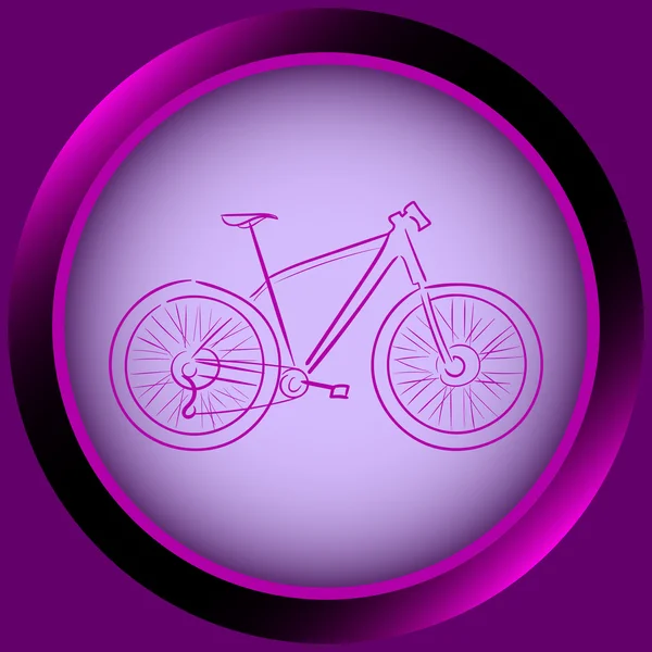 Symbol mit violettem Fahrrad — Stockvektor