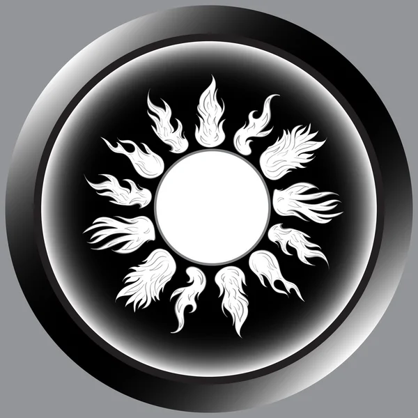 Icona nera con sole bianco grigio — Vettoriale Stock