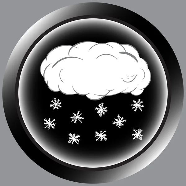 Black icon with snow cloud — Stock Vector