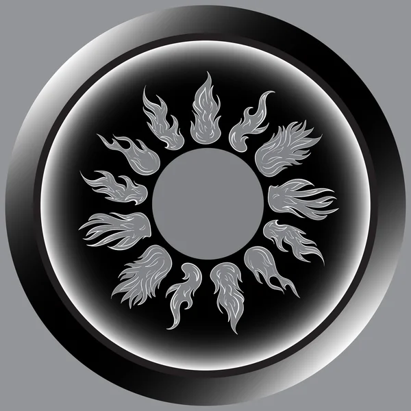 Czarna ikona z szary słońce — Wektor stockowy
