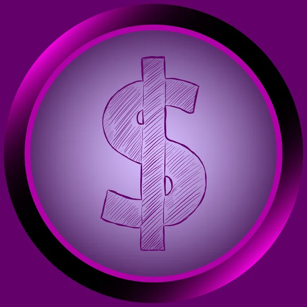 Icon violet dollar sign — Stock Vector