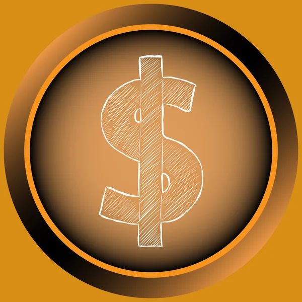 Icon orange dollar sign — Stock Vector