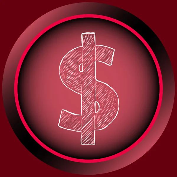 Icon red dollar sign — Stock Vector