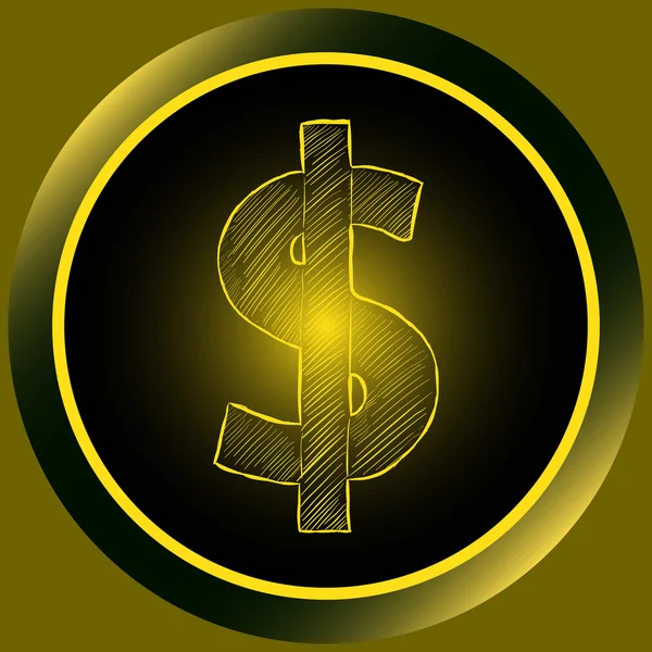 Icon yellow dollar sign — Stock Vector