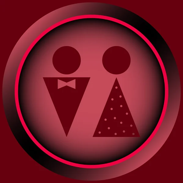 Ícone vermelho homem e mulher sinal — Vetor de Stock