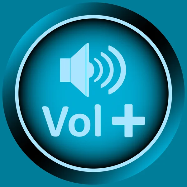 Icône volume bleu plus — Image vectorielle