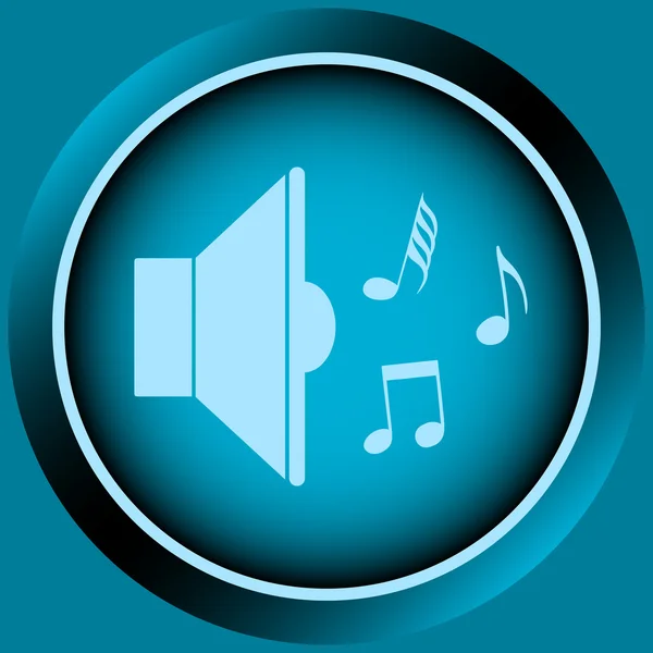 Icono altavoz azul y notas — Vector de stock