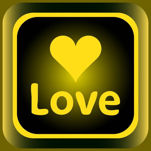 Ícone amarelo quadrado amor coração — Vetor de Stock