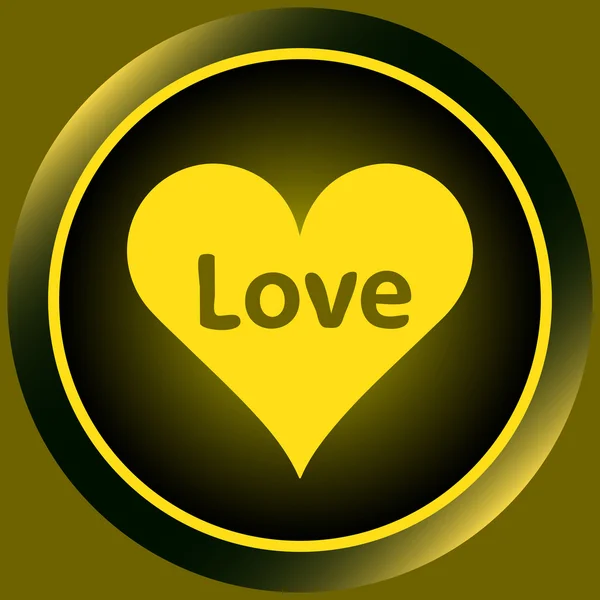 Icono corazón de amor amarillo — Vector de stock