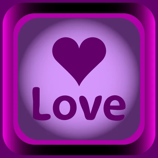 Ícone violeta quadrado amor coração — Vetor de Stock