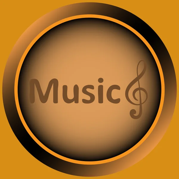 Icon orange treble clef and music — Stock Vector