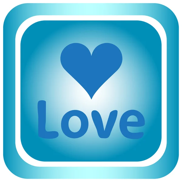 Εικονίδιο φωτός μπλε τετράγωνο αγάπη καρδιά — Διανυσματικό Αρχείο