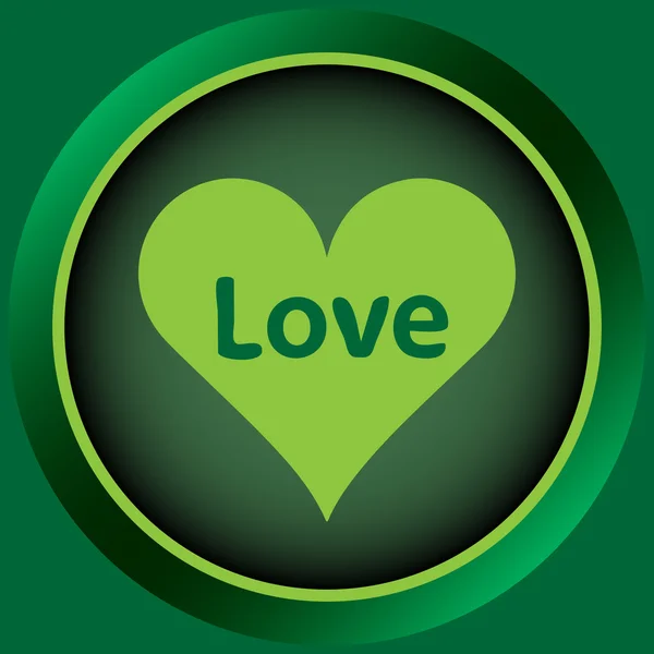 Icon green love heart — Stock Vector