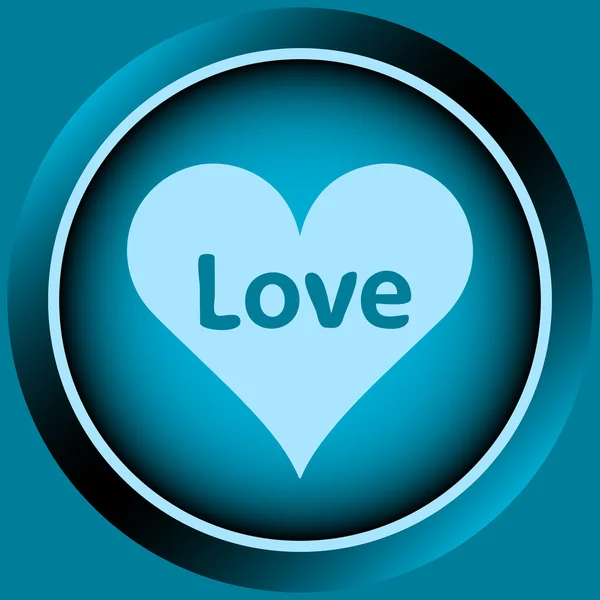 Icon blue love heart — Stock Vector