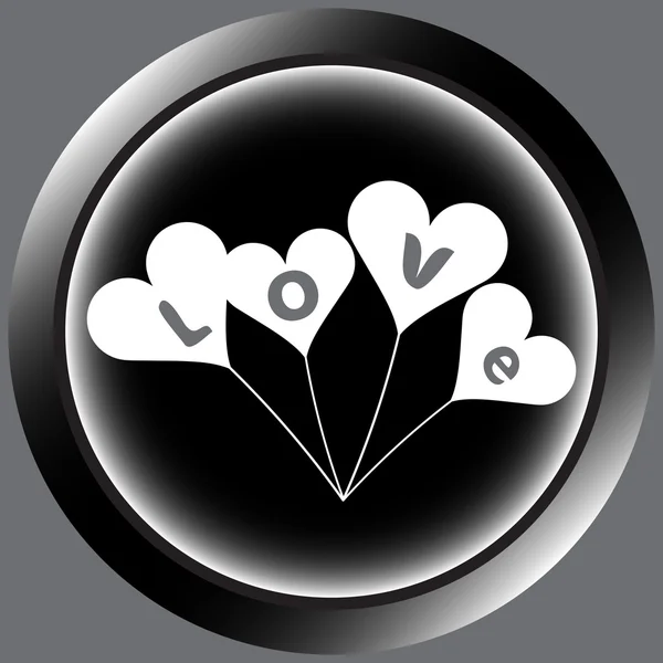 Ícone bolas de coração preto — Vetor de Stock