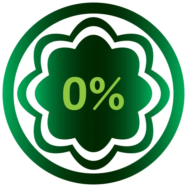 Zelená ikona procent nula — Stockový vektor